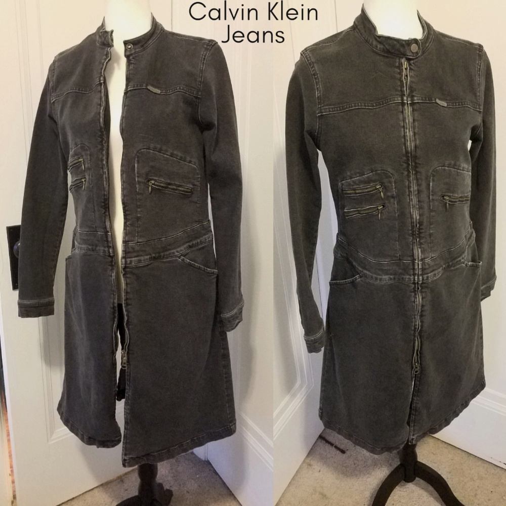 Calvin Klein Jeans moto trench coat jean jacket